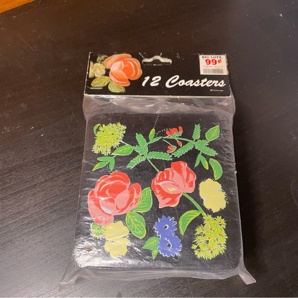 Vintage Floral Foam Coasters Set of 12‎ NOS
